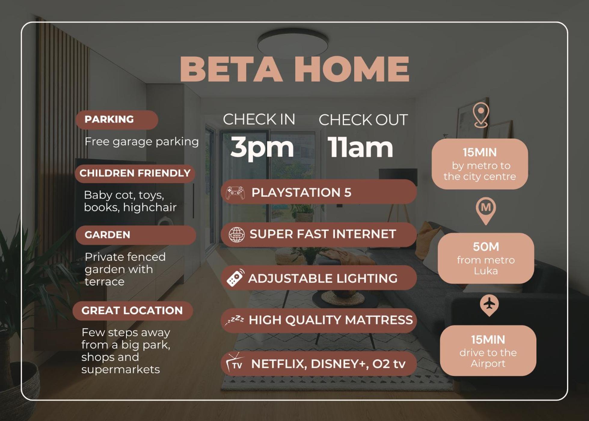 Beta Home - Garage, Air Condition, Garden, At Metro براغ المظهر الخارجي الصورة